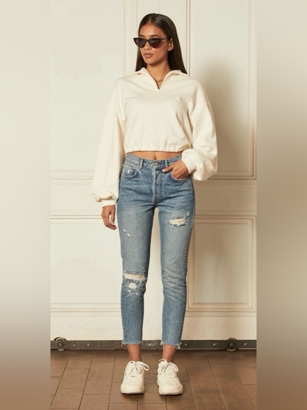 Boyish Jeans || The Billy in Far Country Rigid Denim Distressed Ankle Blue 27